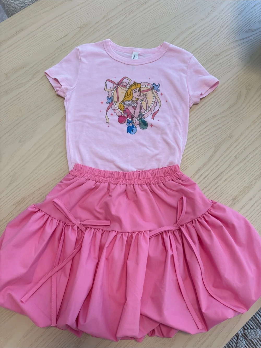 Kids Pink Graphic Tee and Bubble Skirt Set Aurora/Sleeping beauty Disney outfit